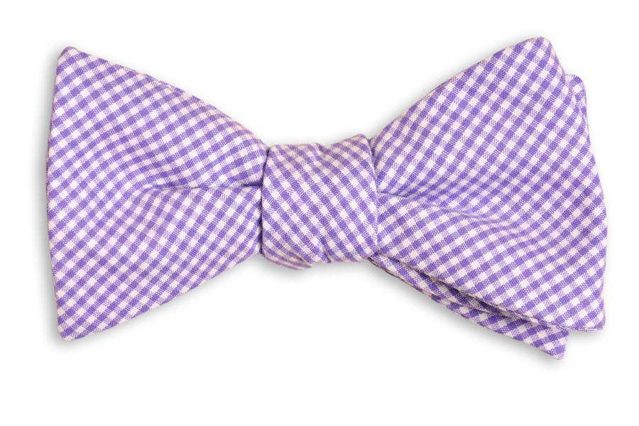 Soft Lavender Mini-Check Bow Tie by High Cotton - Country Club Prep