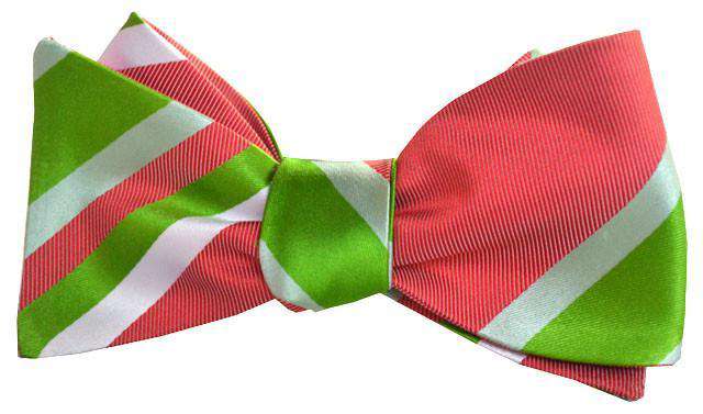 Southern Stripes Bow Tie in Watermelon by Southern Proper - Country Club Prep