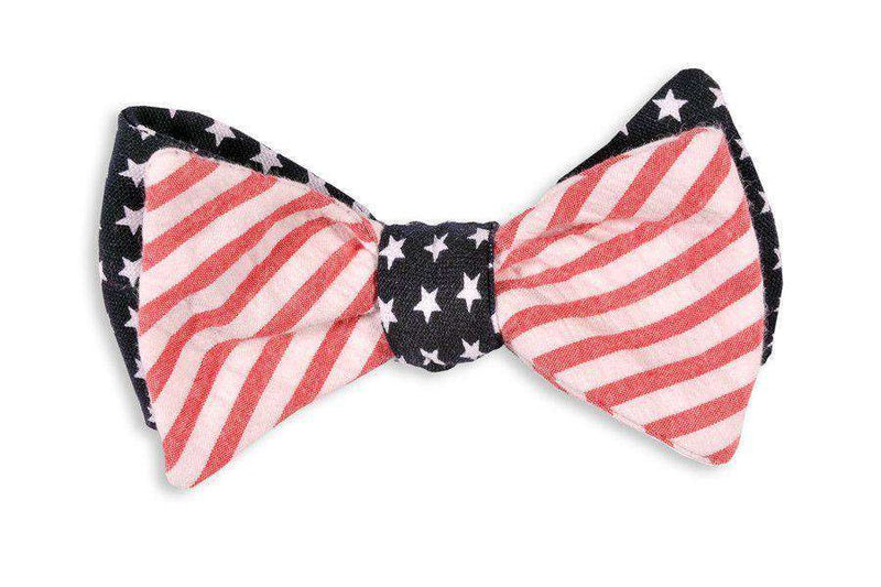 Stars & Stripes Reversible Bow Tie in Red, White and Blue by High Cotton - Country Club Prep