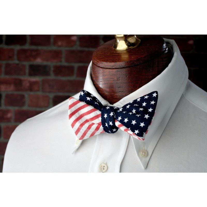 Stars & Stripes Reversible Bow Tie in Red, White and Blue by High Cotton - Country Club Prep