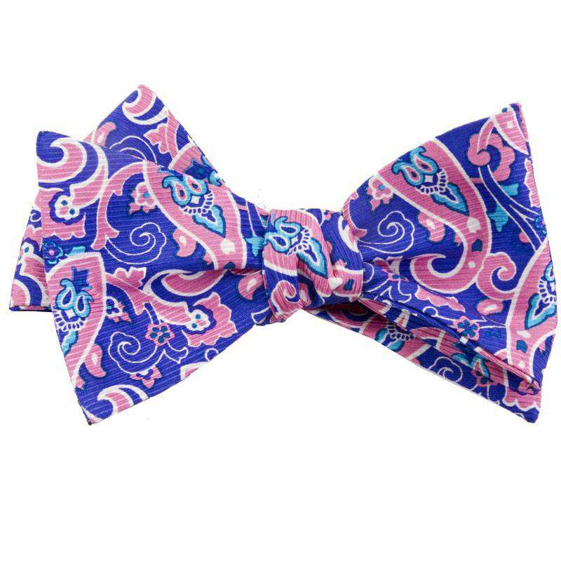 Summer Paisley Bow Tie in Blue and Pink by Southern Proper - Country Club Prep