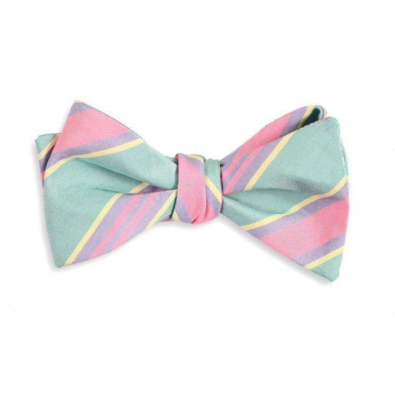 Teal Maybank Stripe Bow Tie by High Cotton - Country Club Prep