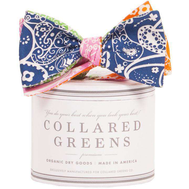The Four Panel Seaside Paisley Bow in Navy/Orange/Green/Pink by Collared Greens - Country Club Prep