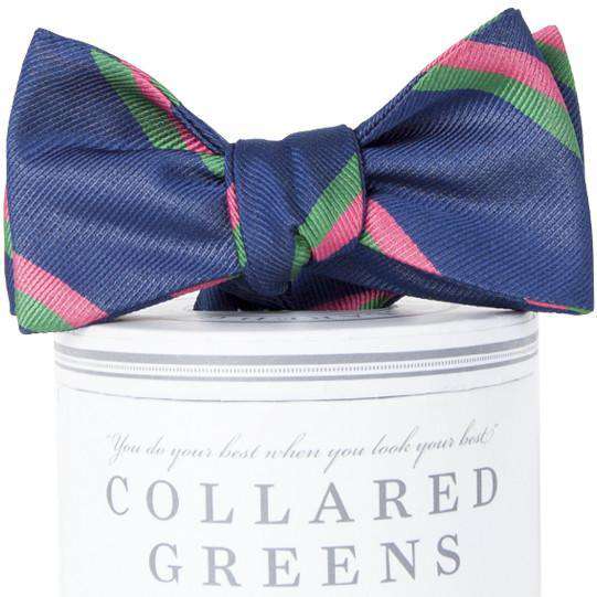 The George Bow Tie in Navy and Pink by Collared Greens - Country Club Prep