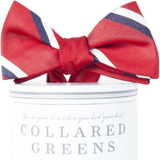 The George Bow Tie in Red and Navy by Collared Greens - Country Club Prep