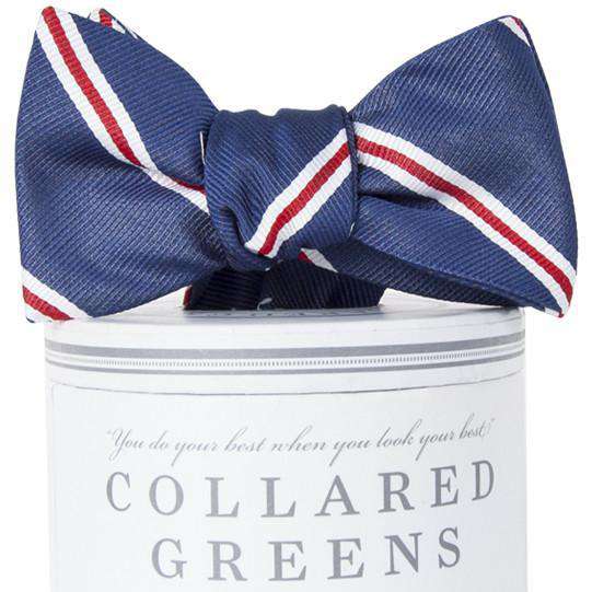 The Martin Bow Tie in Navy and Red by Collared Greens - Country Club Prep