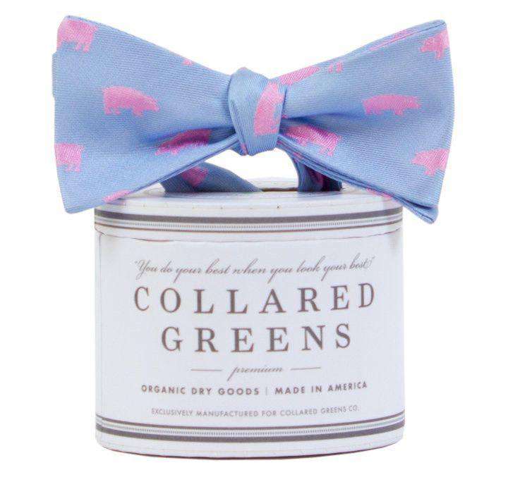 The Pig Bow Tie in Carolina/Pink by Collared Greens - Country Club Prep