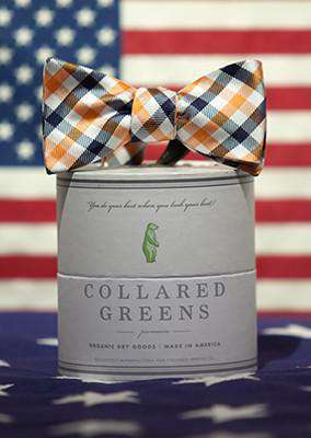 The Quad Bow in Orange/Navy by Collared Greens - Country Club Prep