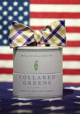 The Quad Bow in Yellow/Purple by Collared Greens - Country Club Prep