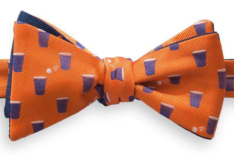 The Splash Bow Tie in Endzone Orange and Navy by Southern Tide - Country Club Prep