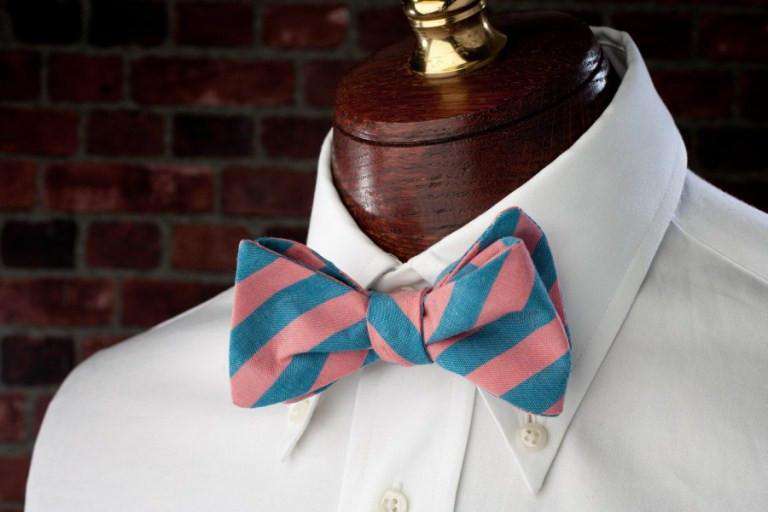 Tidewater Chambray Bow Tie in Pink and Blue by High Cotton - Country Club Prep