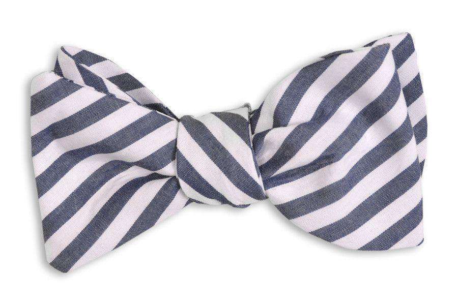 True Navy Stripe Bow Tie in Navy and White by High Cotton - Country Club Prep