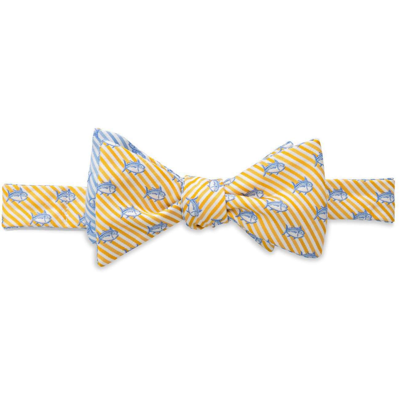 Two Color Skipjack Seersucker Bow Tie in Sunglow and Ocean Channel by Southern Tide - Country Club Prep