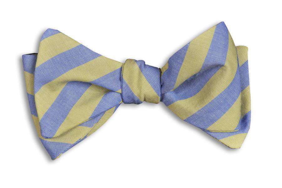 Wallace Chambray Bow Tie in Blue and Green by High Cotton - Country Club Prep