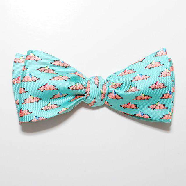 When Pigs Fly Bow Tie in Aqua by Peter-Blair - Country Club Prep