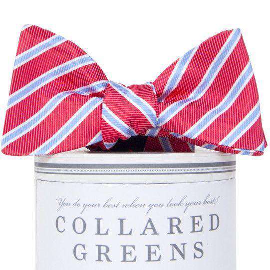 Whitman Bow Tie in Salmon Red & Carolina Blue by Collared Greens - Country Club Prep