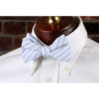 Wide Carolina Blue Stripe Bow Tie by High Cotton - Country Club Prep