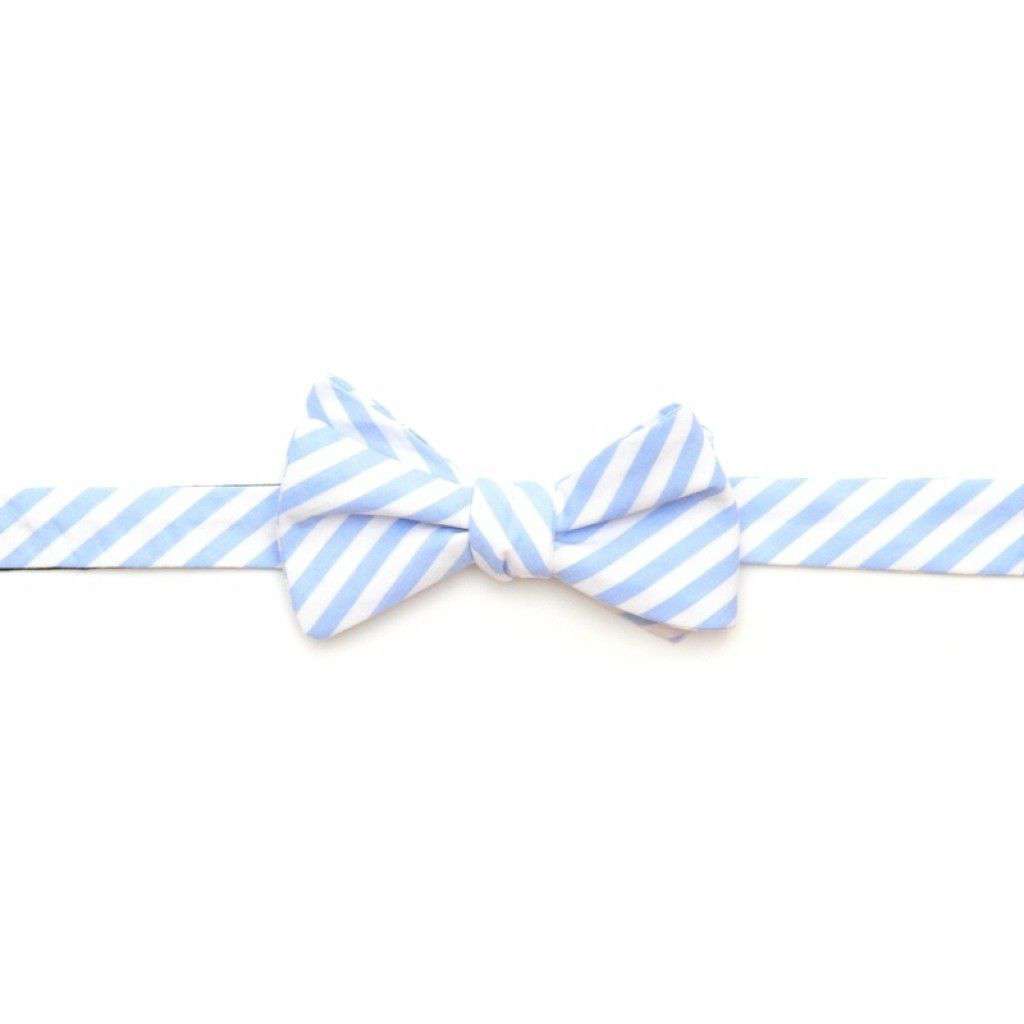 Wide Carolina Blue Stripe Bow Tie by High Cotton - Country Club Prep