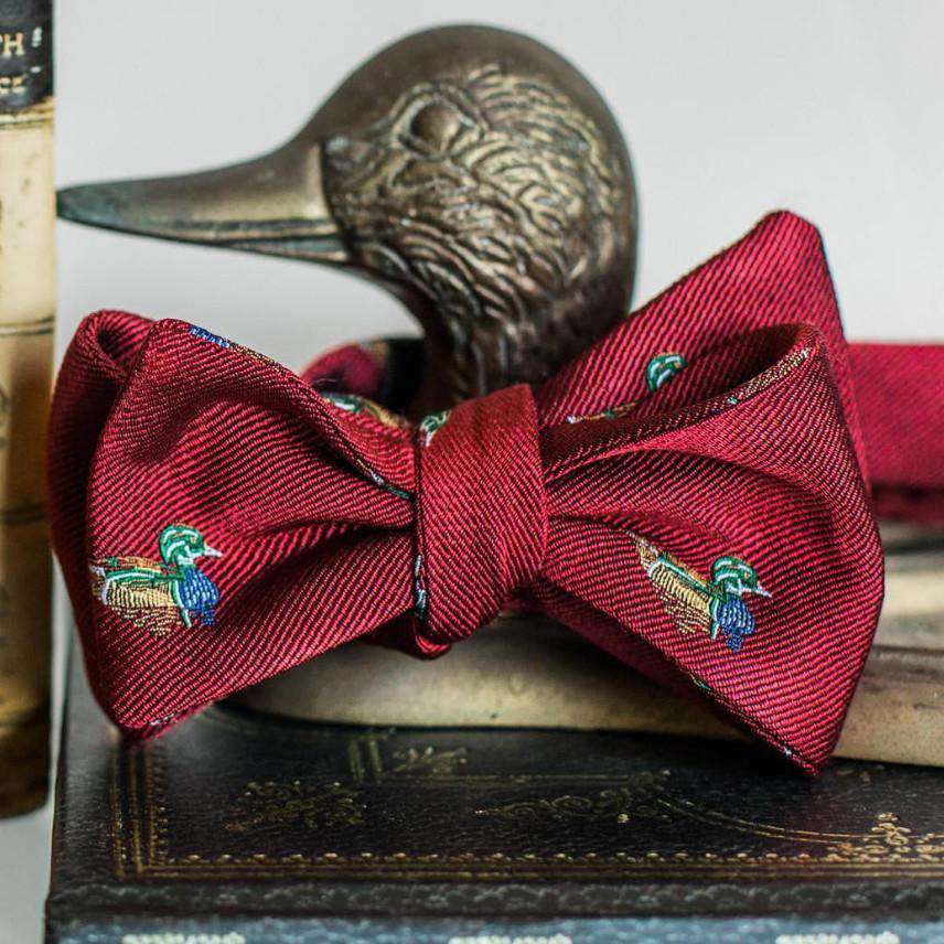 Wood Duck Bow Tie in Red by High Cotton - Country Club Prep