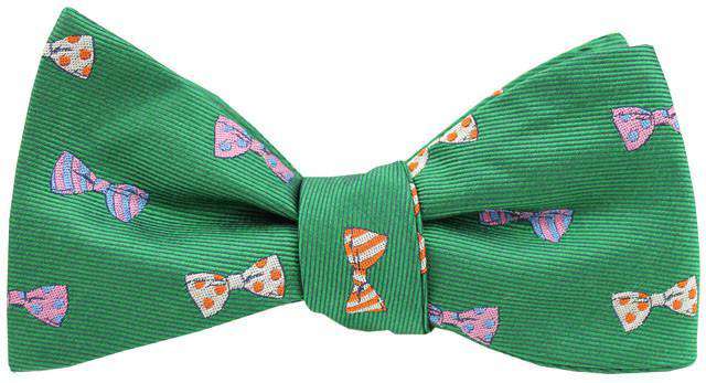 Woven Bow Tie Pattern Bow Tie in Green by Southern Proper - Country Club Prep