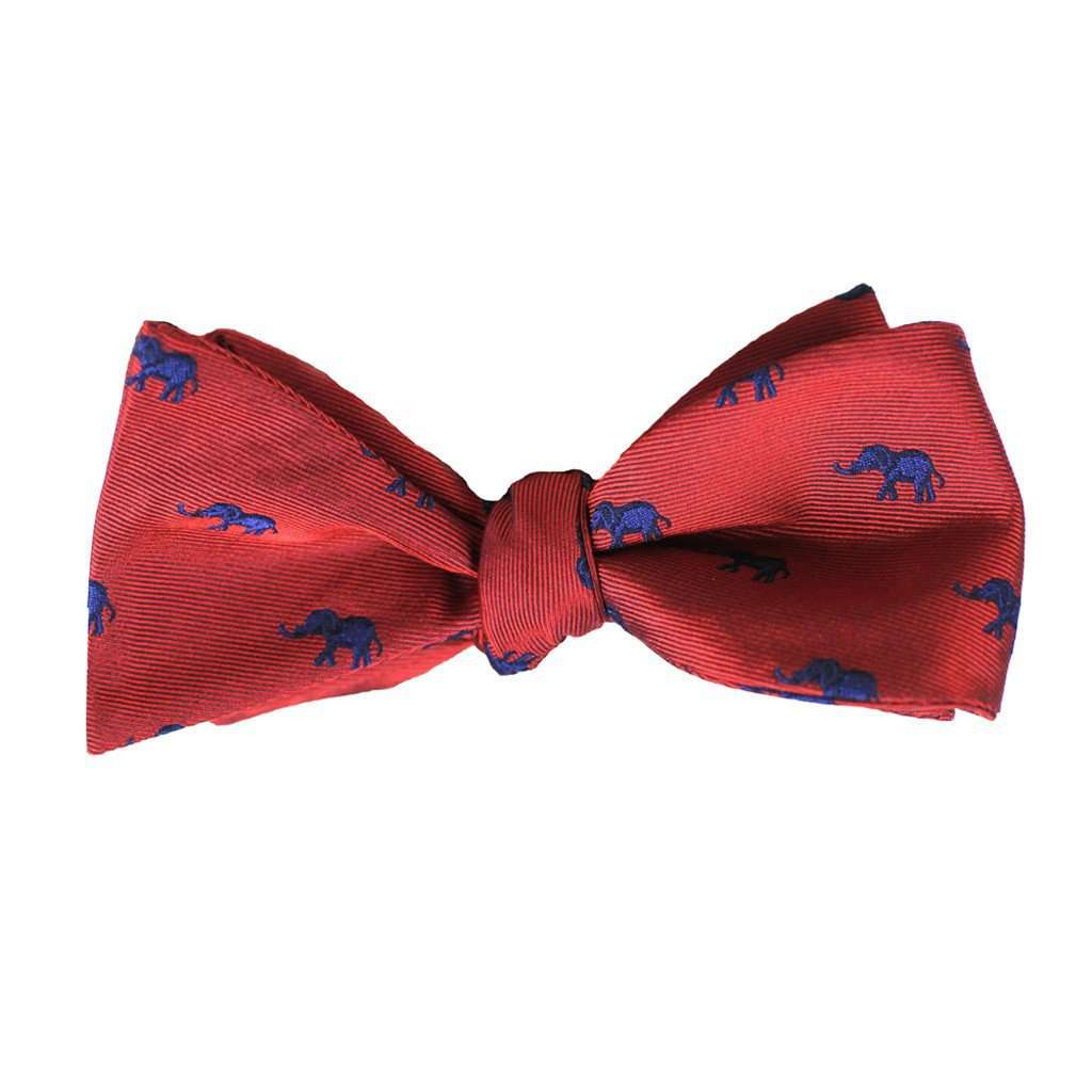 Woven Elephant Bow Tie in Red by Southern Proper - Country Club Prep