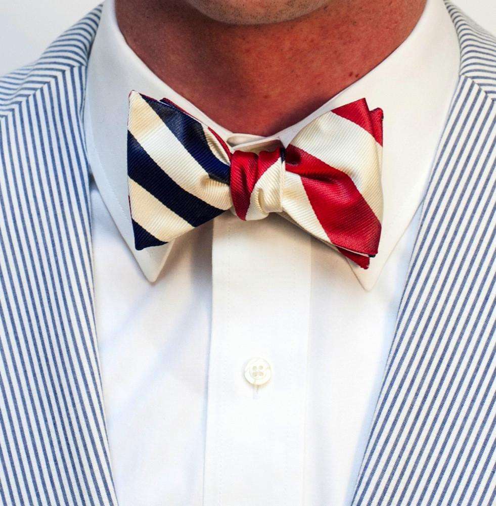 Yacht Club Burgee Reversible Bow Tie in Navy and Red by Social Primer - Country Club Prep