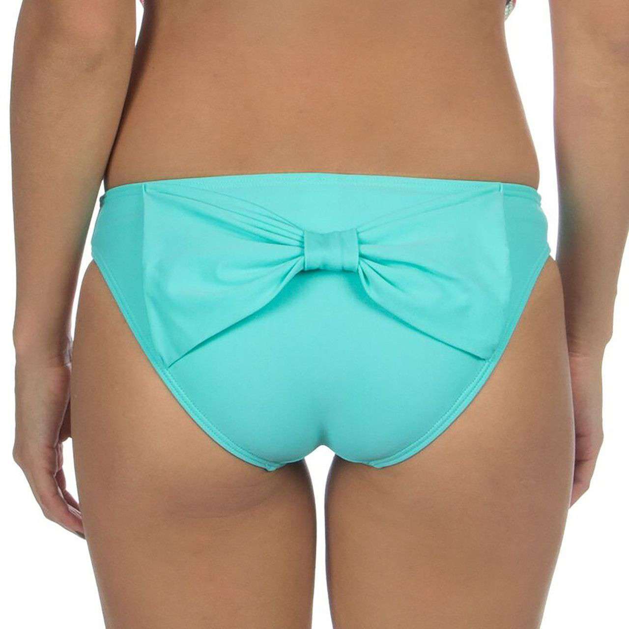 Solid Bow Back Hipster Bikini Bottoms in Aqua by Lauren James - Country Club Prep