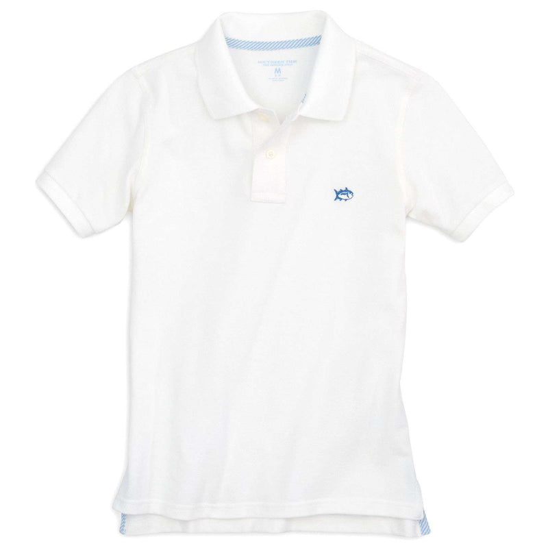 Boy's Skipjack Polo in Classic White by Southern Tide - Country Club Prep