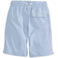 Boy's Seersucker Swim Trunk in Blue by Southern Tide - Country Club Prep