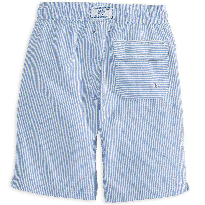 Boy's Seersucker Swim Trunk in Blue by Southern Tide - Country Club Prep