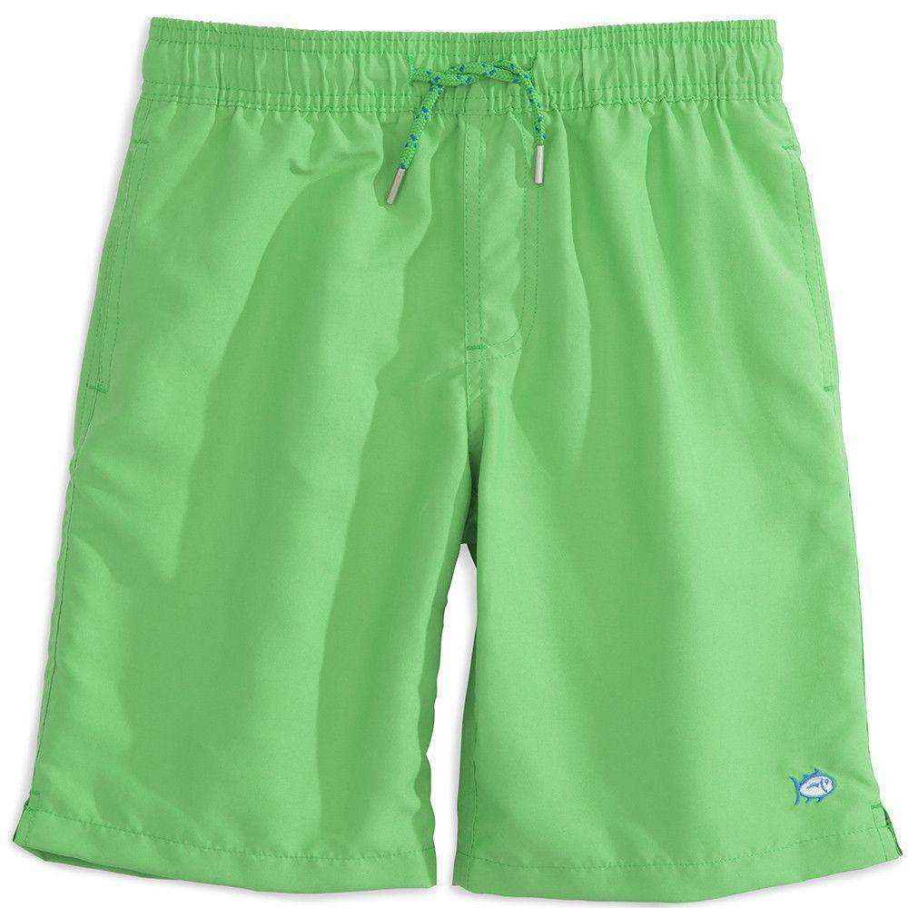 Boy's Solid Swim Trunk in Island Green by Southern Tide - Country Club Prep