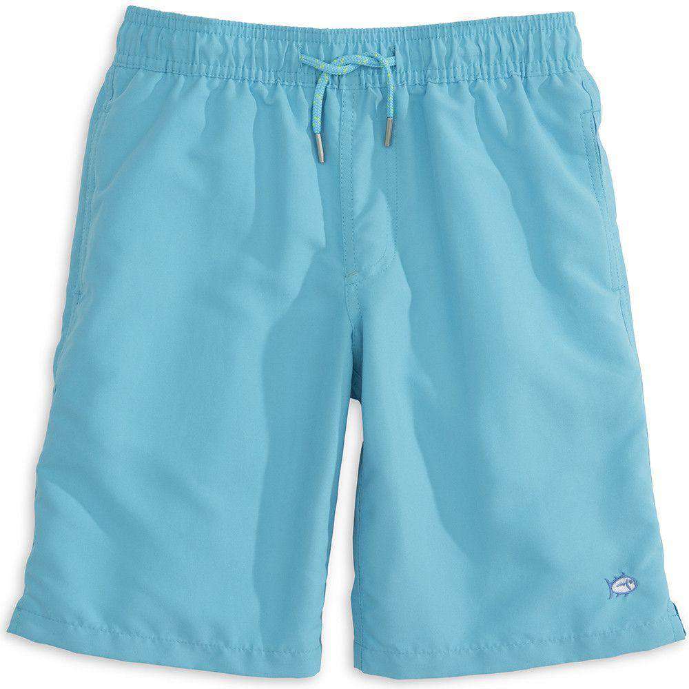 Boy's Solid Swim Trunk in Turquoise by Southern Tide - Country Club Prep