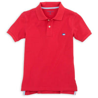 Boy's Skipjack Polo in Channel Marker Red by Southern Tide - Country Club Prep