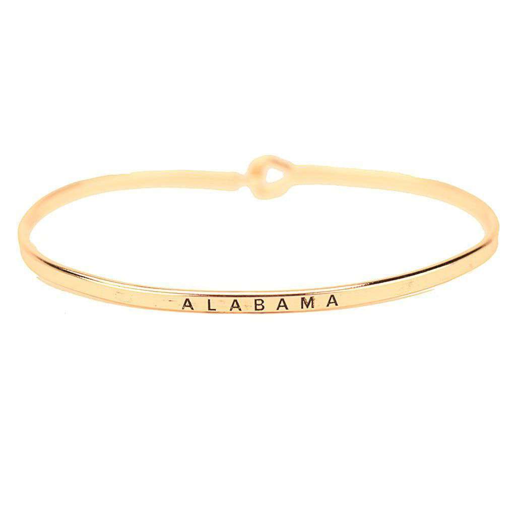 Alabama Engraved Brass Hook Bracelet in Gold by Country Club Prep - Country Club Prep