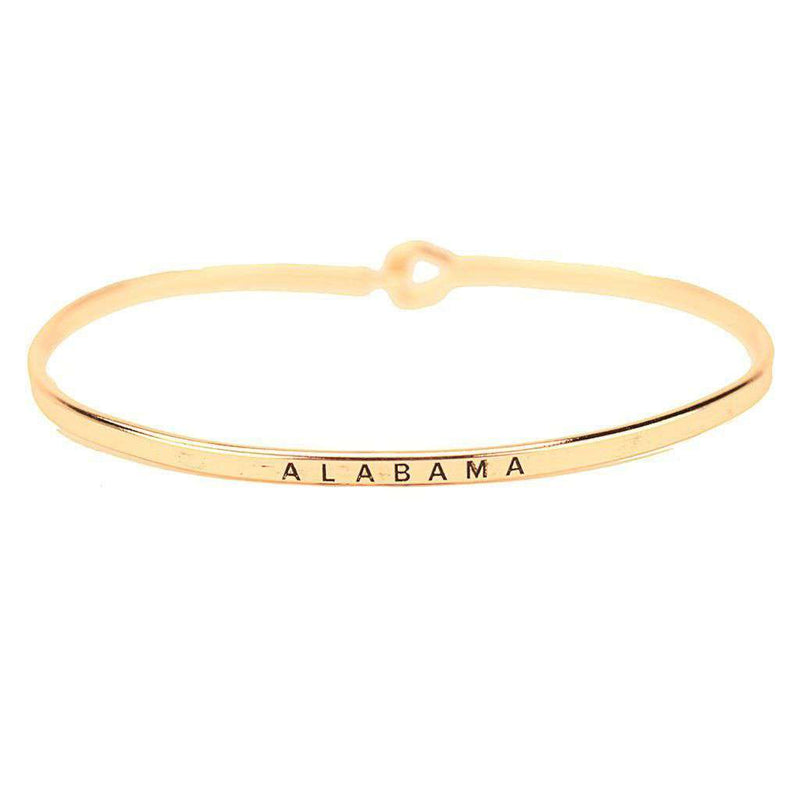 Alabama Engraved Brass Hook Bracelet in Gold by Country Club Prep - Country Club Prep