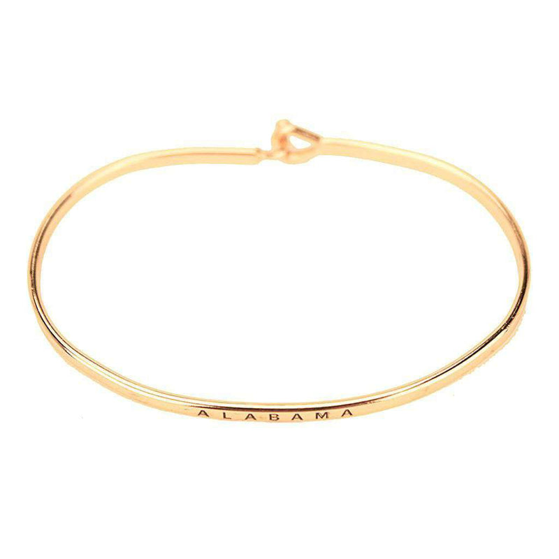 Alabama Engraved Brass Hook Bracelet in Gold by Country Club Prep - Country Club Prep