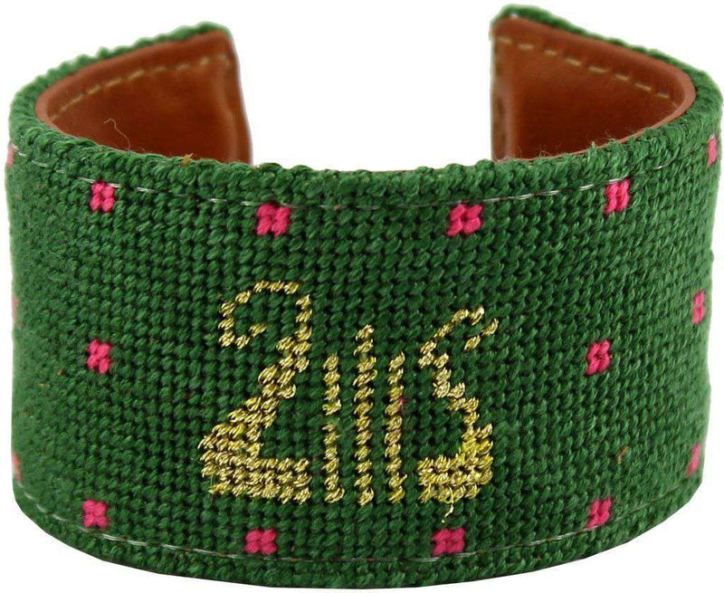 Alpha Chi Omega Lyre Needlepoint Cuff Bracelet by York Designs - Country Club Prep