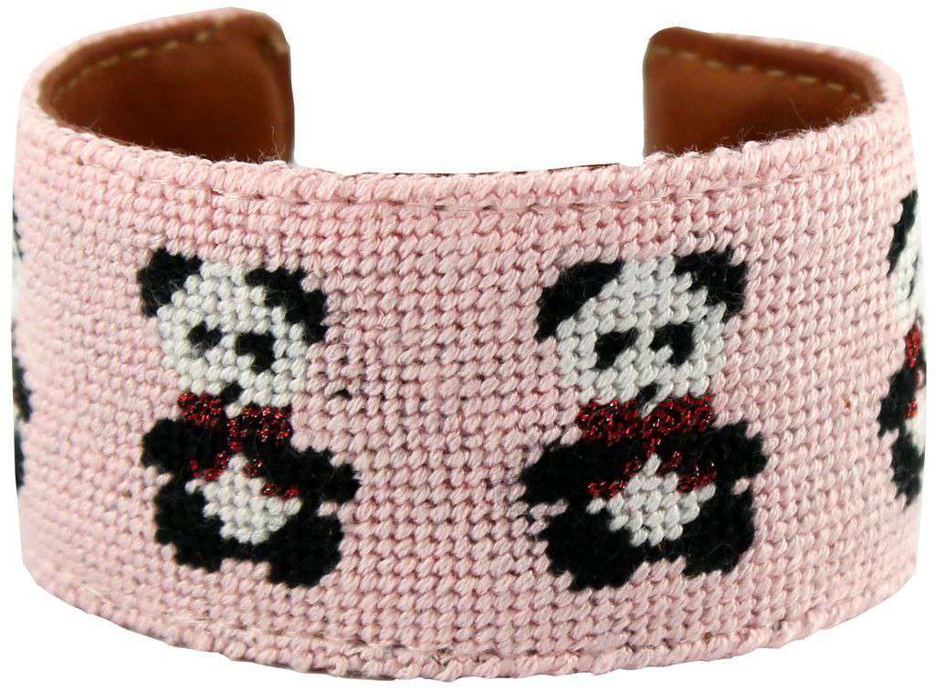 Alpha Omicron Pi Pandas Needlepoint Cuff Bracelet by York Designs - Country Club Prep