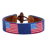 American Flag Needlepoint Bracelet in Classic Navy by Smathers & Branson - Country Club Prep