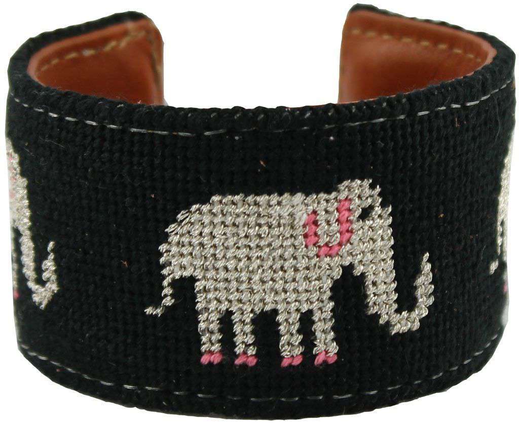 An Elephant Never Forgets Needlepoint Cuff Bracelet by York Designs - Country Club Prep