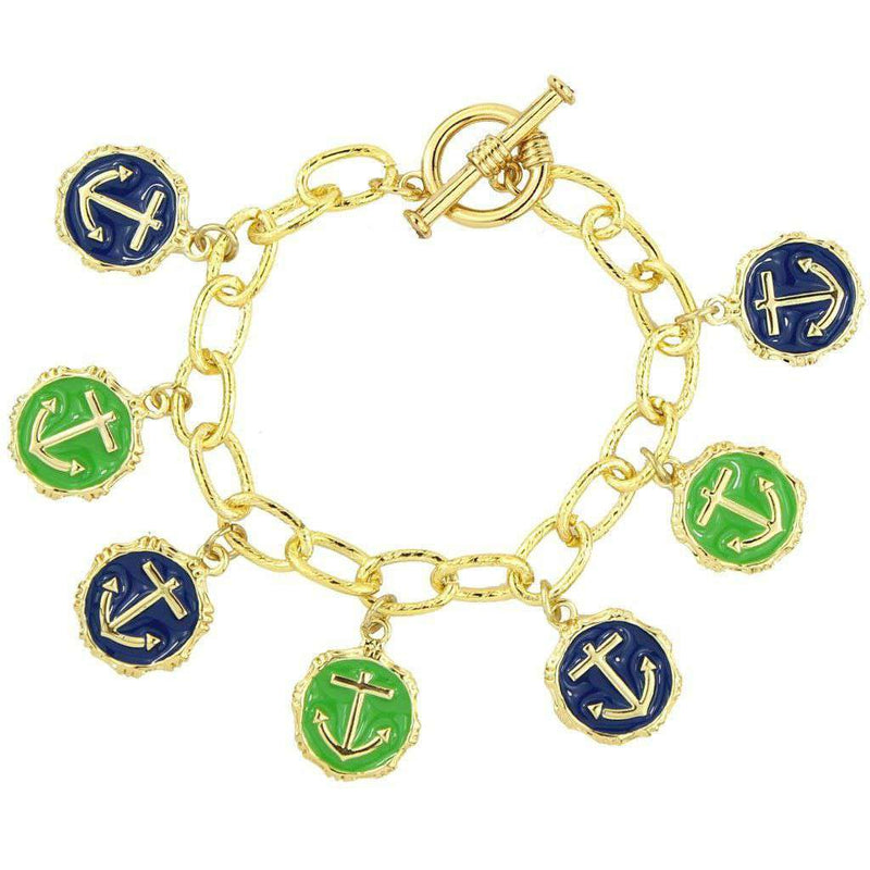 Anchors Aweigh Bracelet in Navy and Green by Pink Pineapple - Country Club Prep