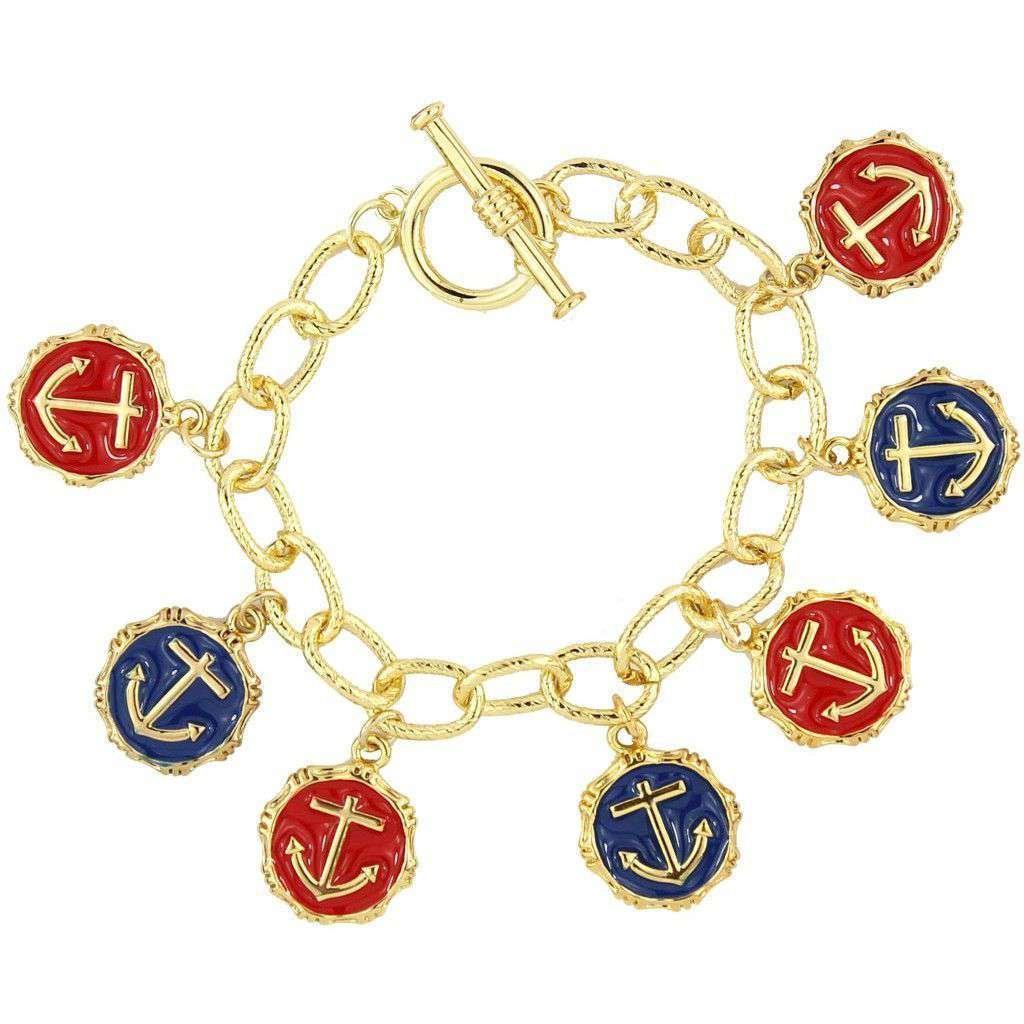 Anchors Aweigh Bracelet in Navy and Red by Pink Pineapple - Country Club Prep