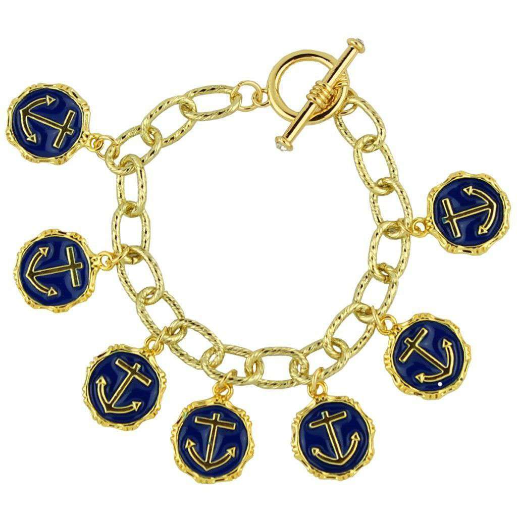 Anchors Aweigh Bracelet in Navy by Pink Pineapple - Country Club Prep