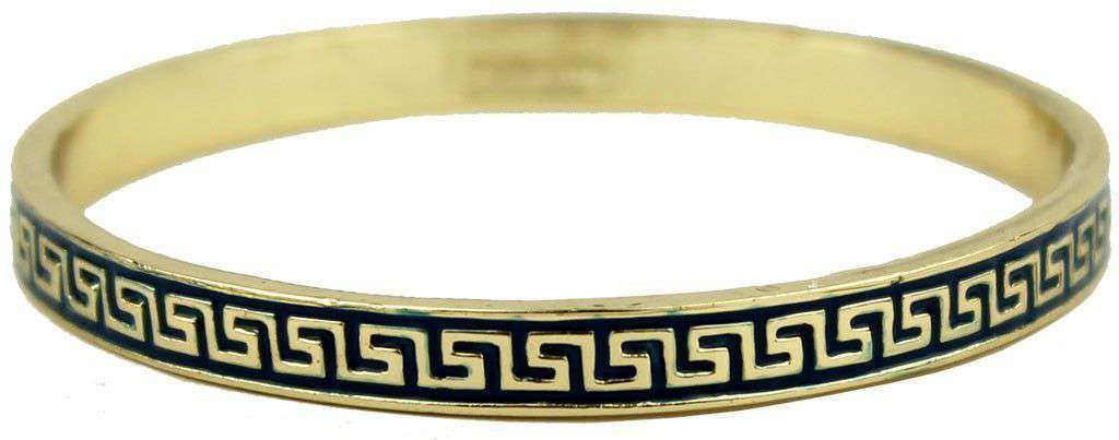 Apollo Bangle in Gold and Navy by Fornash - Country Club Prep