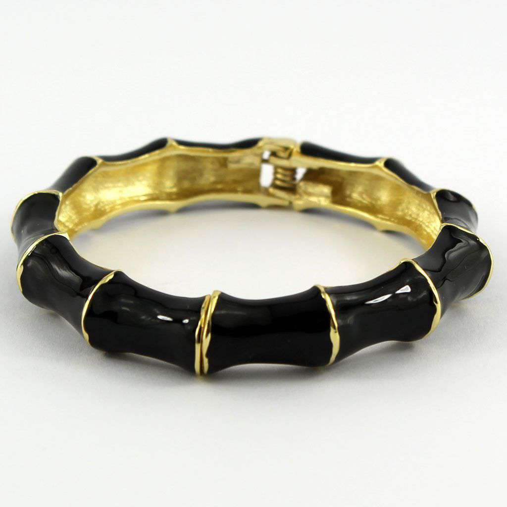 Bamboo Bangle in Black by Pink Pineapple - Country Club Prep