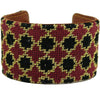 Black and Maroon Quatrafoil Needlepoint Cuff Bracelet by York Designs - Country Club Prep