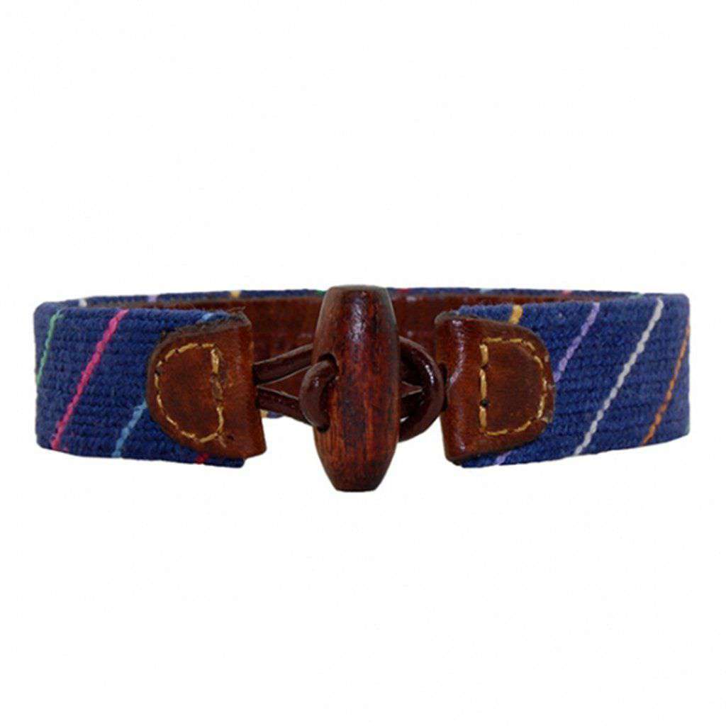 Carter Stripe Needlepoint Bracelet in Classic Navy by Smathers & Branson - Country Club Prep