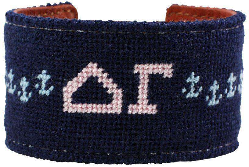 Delta Gamma Needlepoint Cuff Bracelet in Navy by York Designs - Country Club Prep