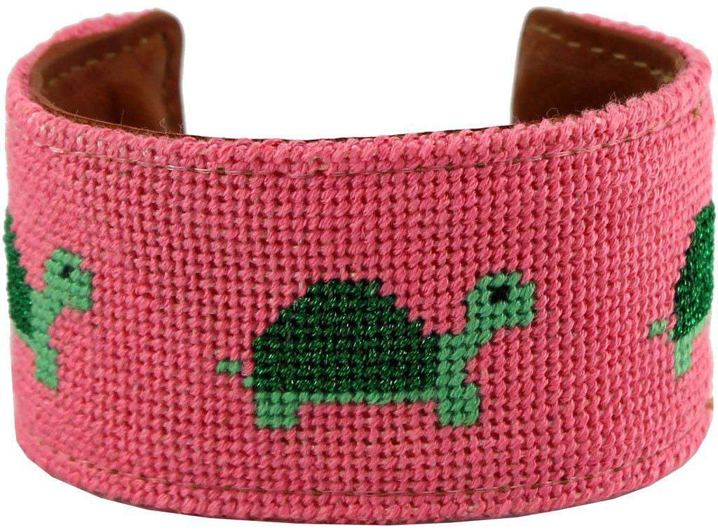 Delta Zeta Turtles Needlepoint Cuff Bracelet by York Designs - Country Club Prep