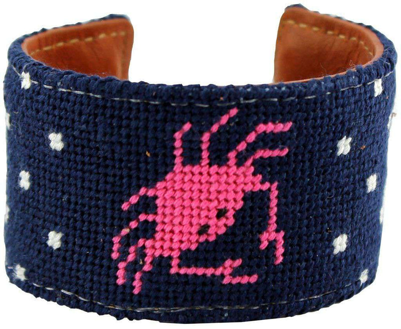 Don't Be Crabby Needlepoint Cuff Bracelet in Pink by York Designs - Country Club Prep